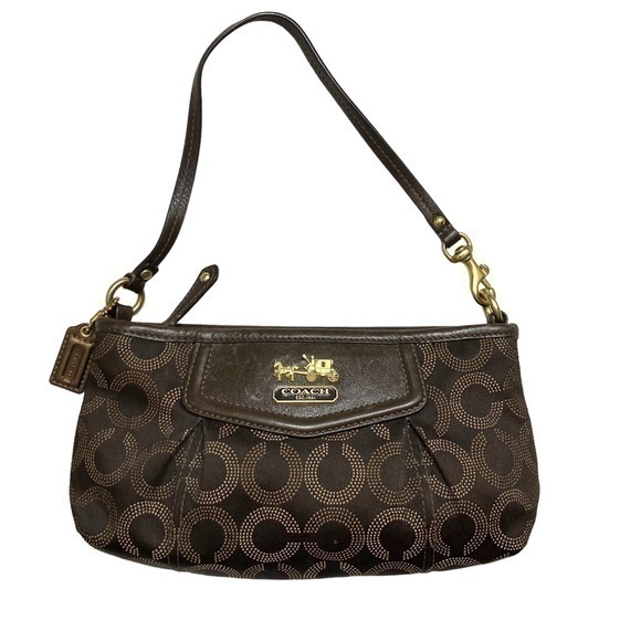 Coach Madison Op Art Brown Mini Bag Wristlet
